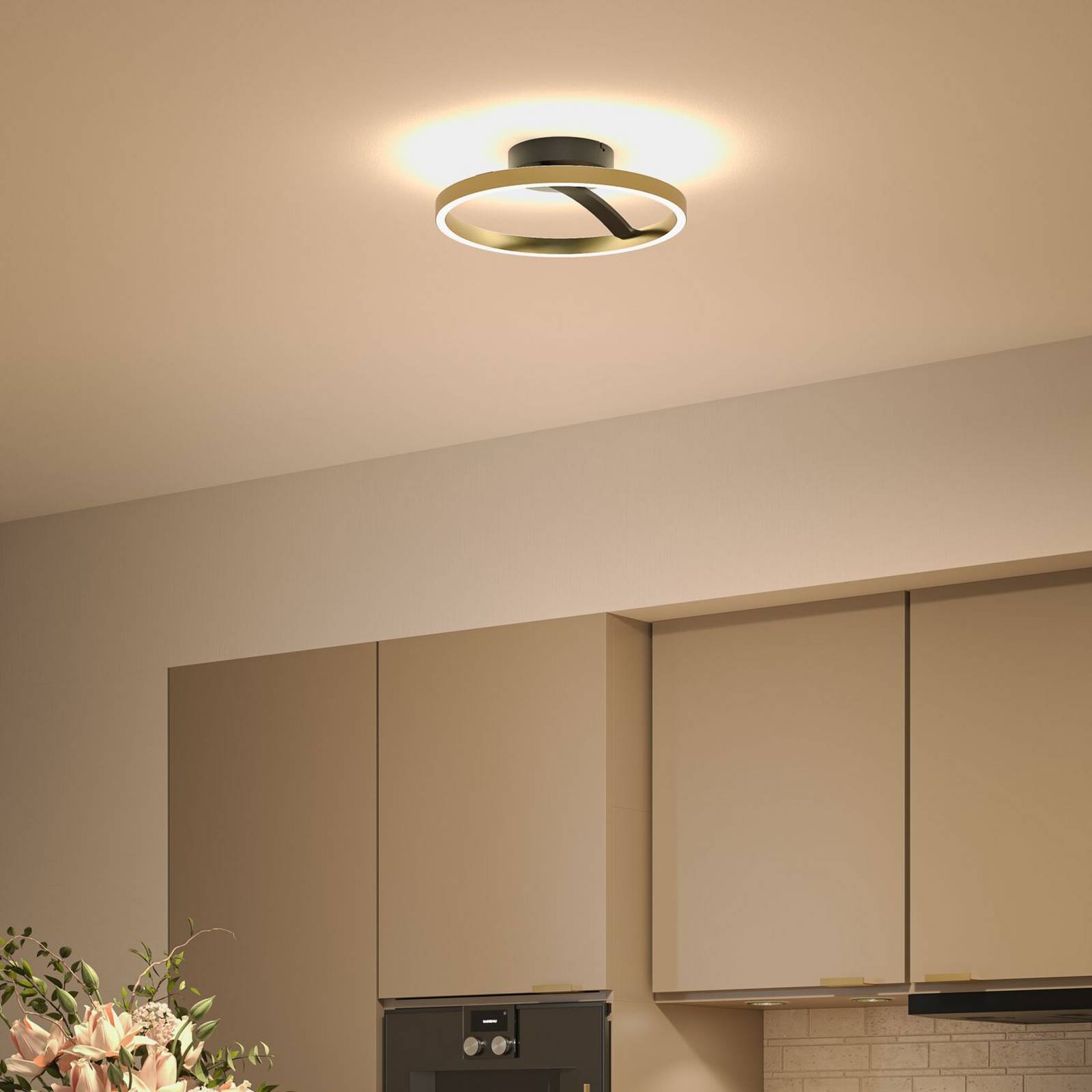 Paulmann LED-taklampe Melira, svart/gull, Ø 38 cm, metall