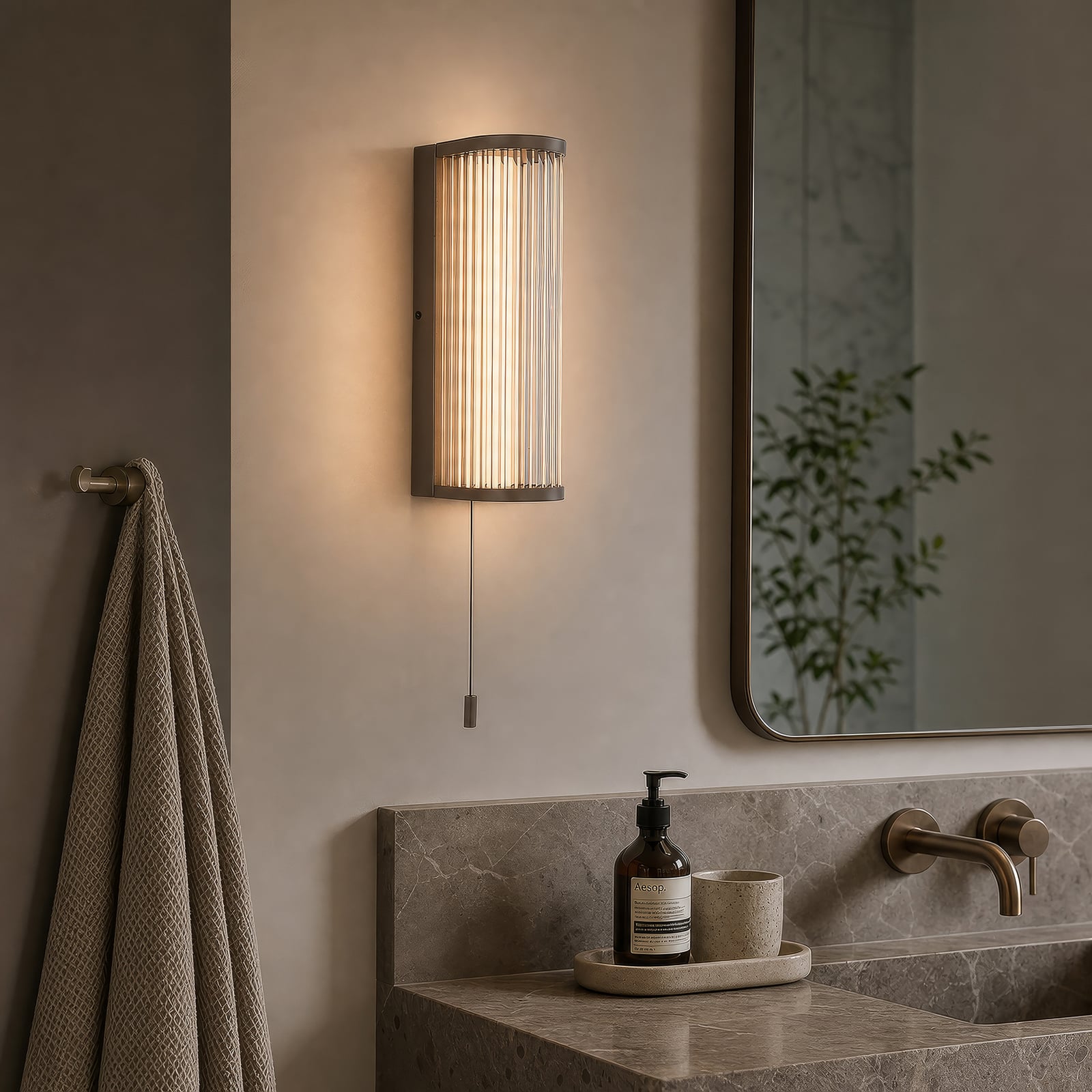 LED-Wandleuchte Rue, bronze, IP44, Metall, Glas, 3.000 K LED-Wandleuchte Rue, bronze, IP44, Metall, Glas, 3.000 K
