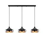 Yildo pendant light, length 146 cm, black/copper, 3-bulb