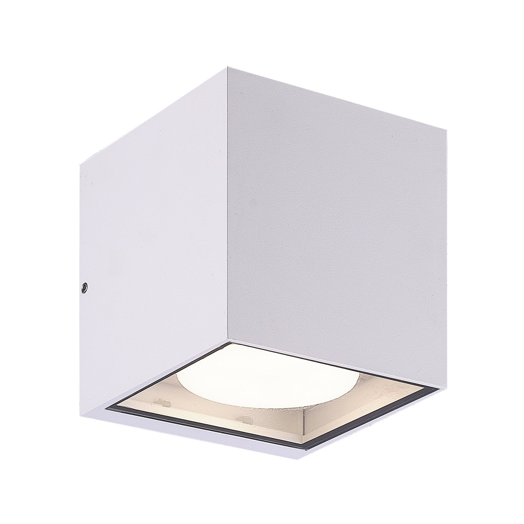 Prios outdoor wall light Tetje, white, angular, 11.5 cm, set of 2