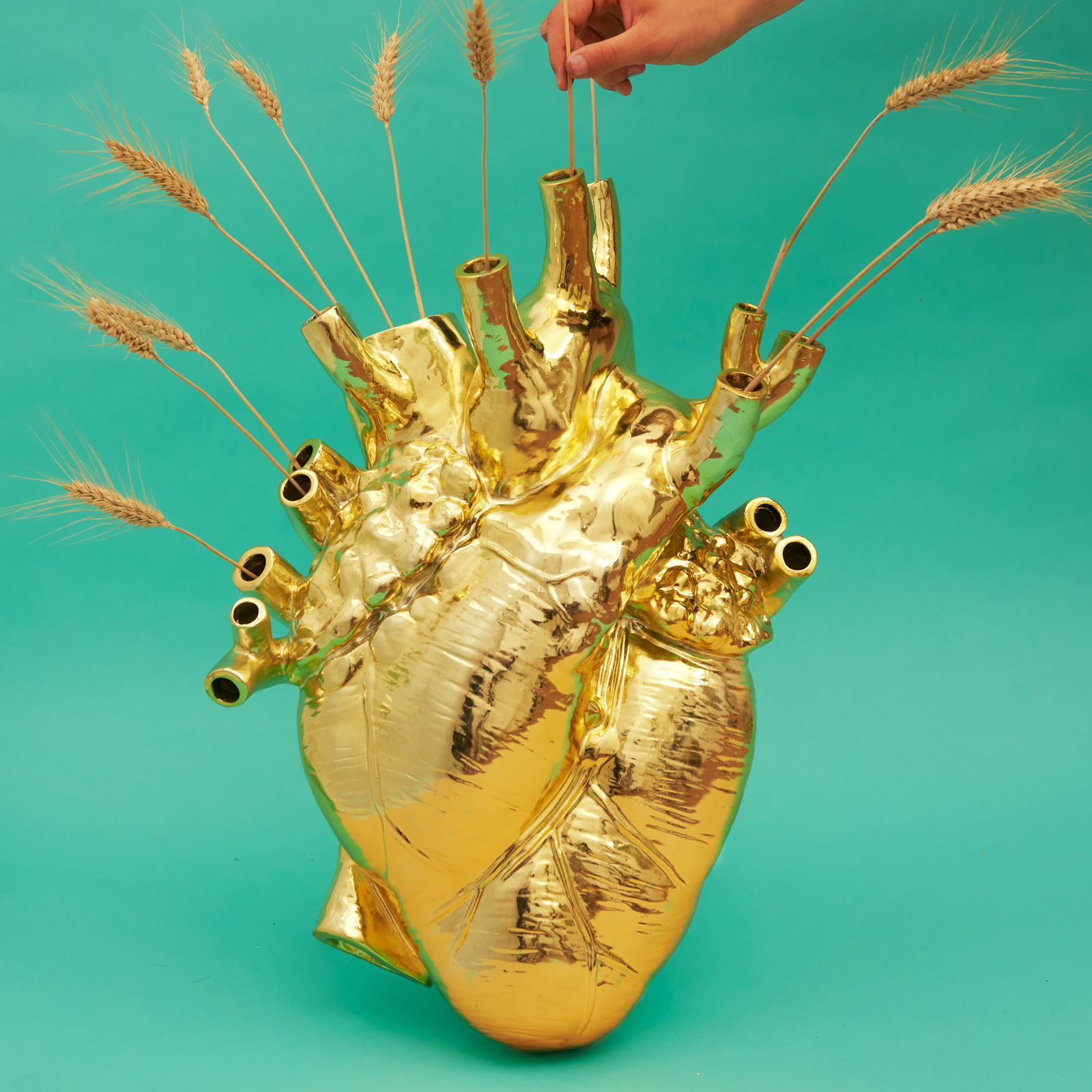 Love In Bloom Giant Resin Heart Vase Gold - Seletti