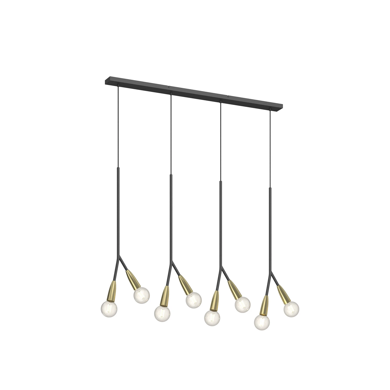 Viseća lampa Lucande Carlea, 8 žarulja, crna-mjed