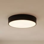 Stropní světlo Cleo 400, černé, senzor, IP20, Ø 40 cm, kov