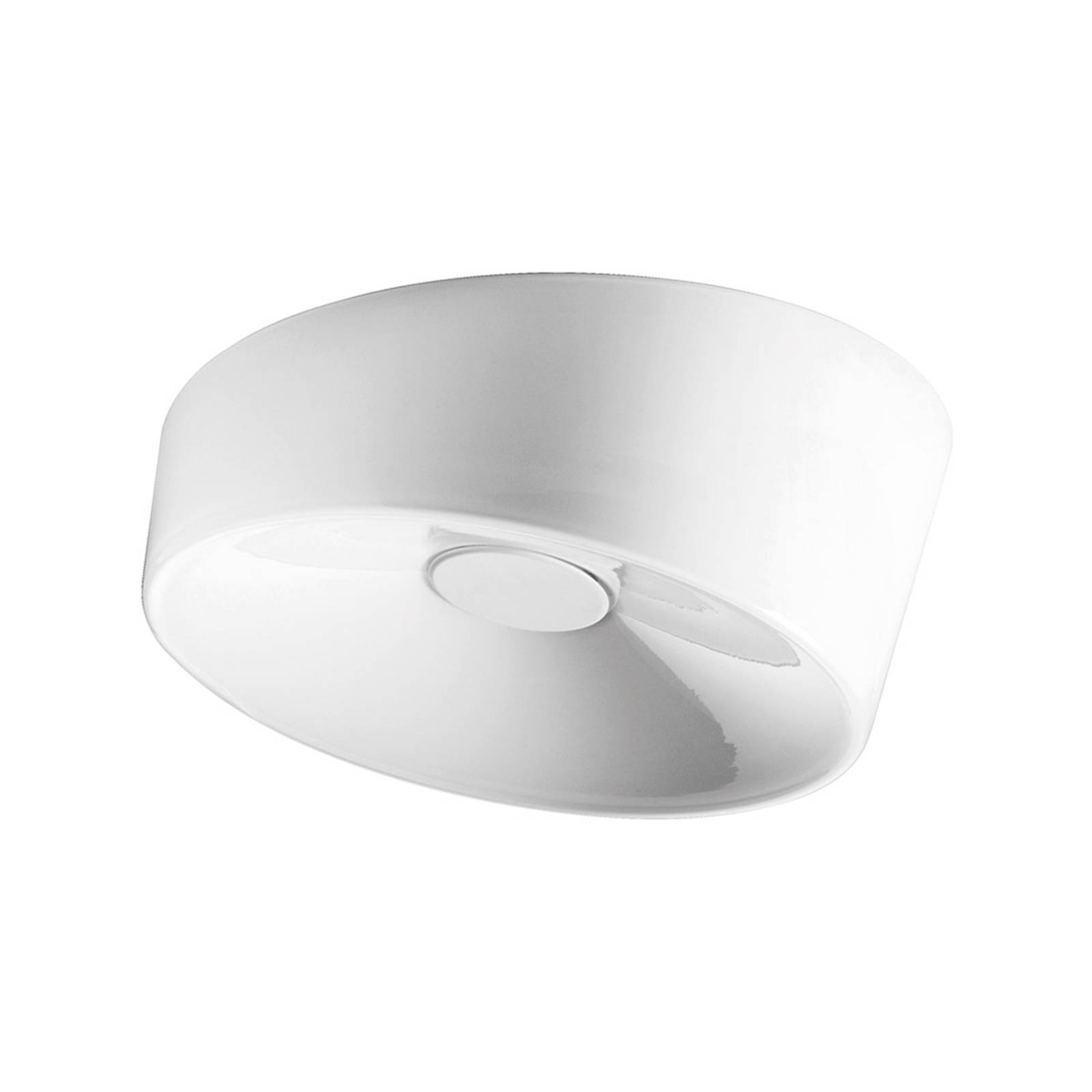 Foscarini Lumiere G9 ceiling light, Ø 24 cm, white, for Living / Dining Room, handblown glass, metal, G9, 8 W, H: 10 cm