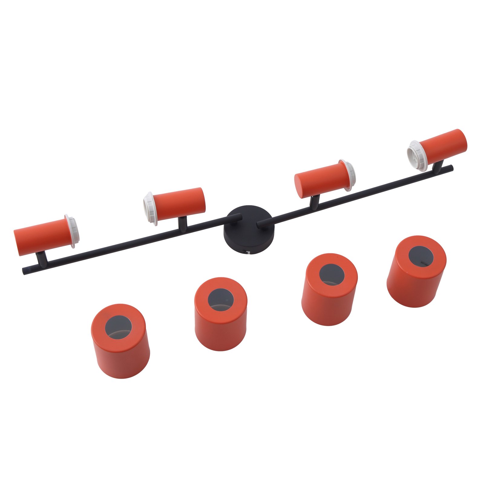 Lindby spot pour plafond Ovelia, orange/noir, 4 lampes, E27