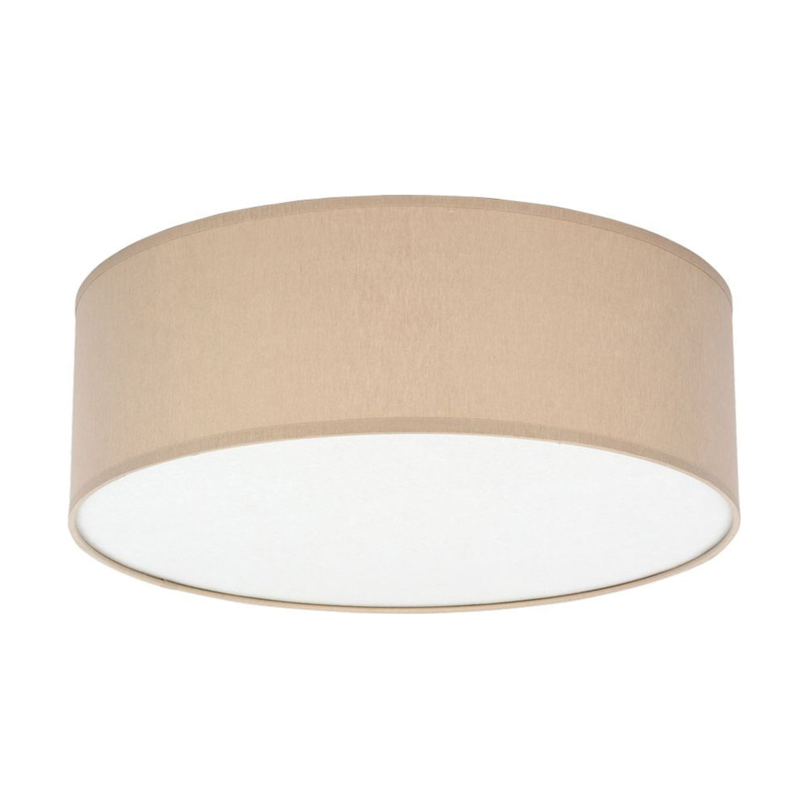 TK LIGHTING Rondo ceiling light, Ø 38 cm, beige, for Bedroom, metal, fabric, E27, 60 W, energy efficiency: A++, H: 13 cm