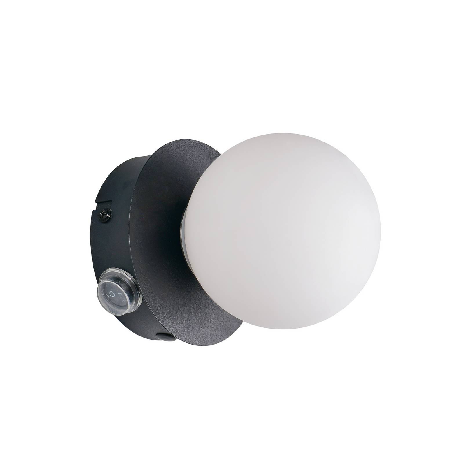 Wandleuchte Alfio, Ø 11 cm, schwarz matt, Metall/Glas, IP44