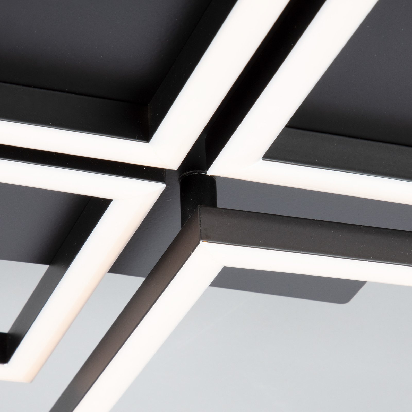 Frame LED ceiling lamp, step dim, 4-bulb black
