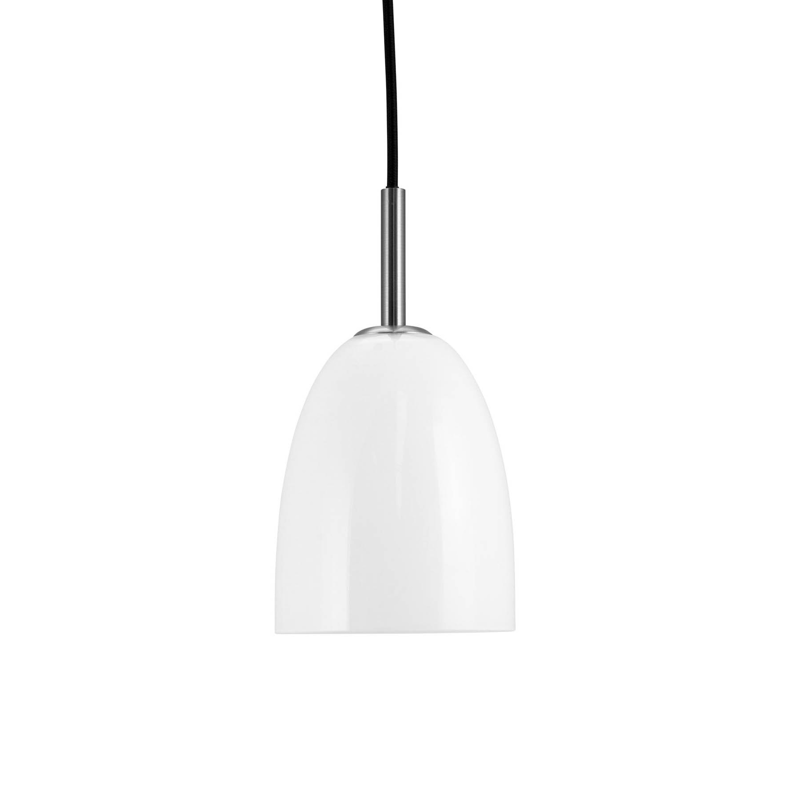 Lampă suspendată Dyberg Larsen Jazz opal/oțel, Ø 12 cm, sticlă