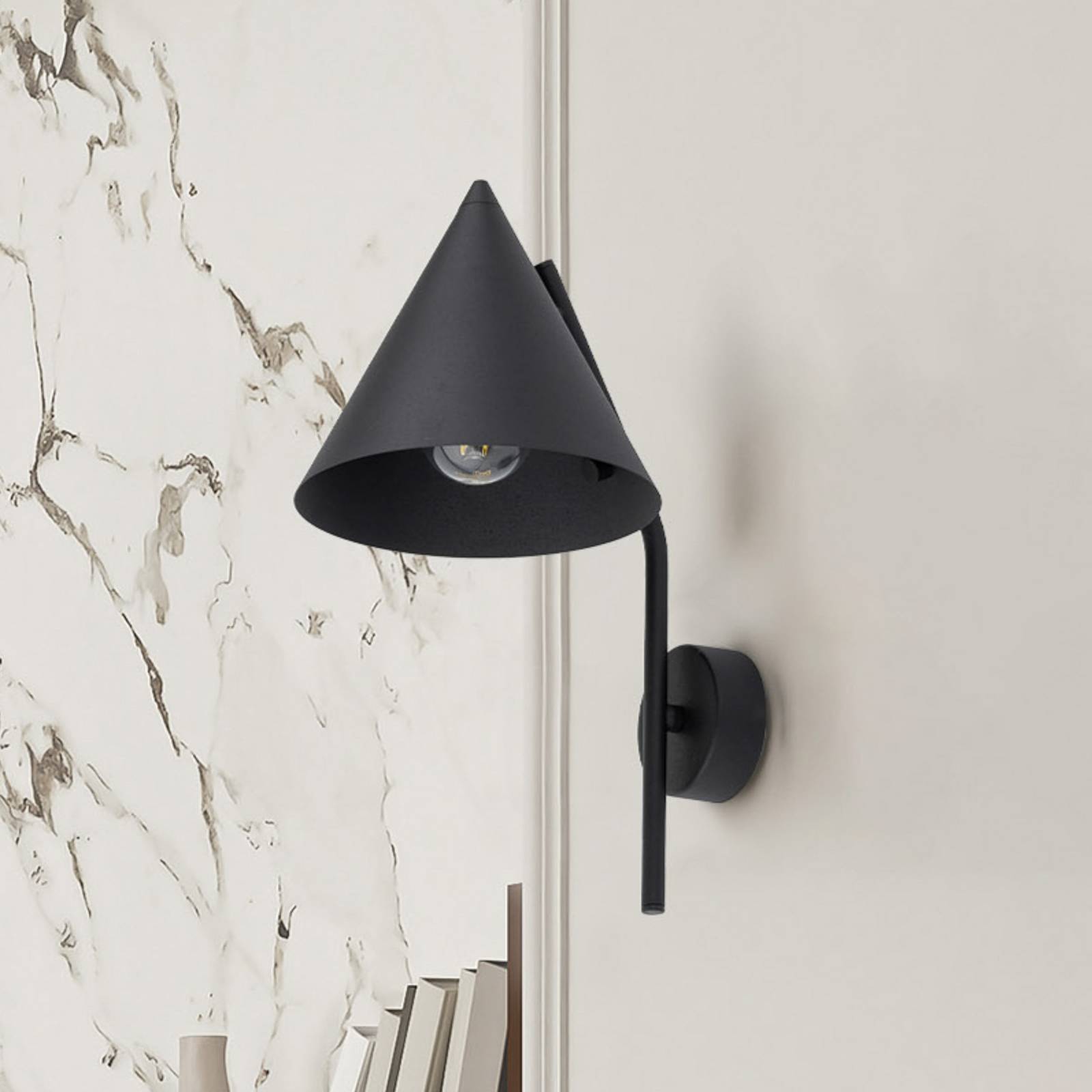 Wandleuchte Cono, 1-flammig, schwarz, E27 günstig online kaufen