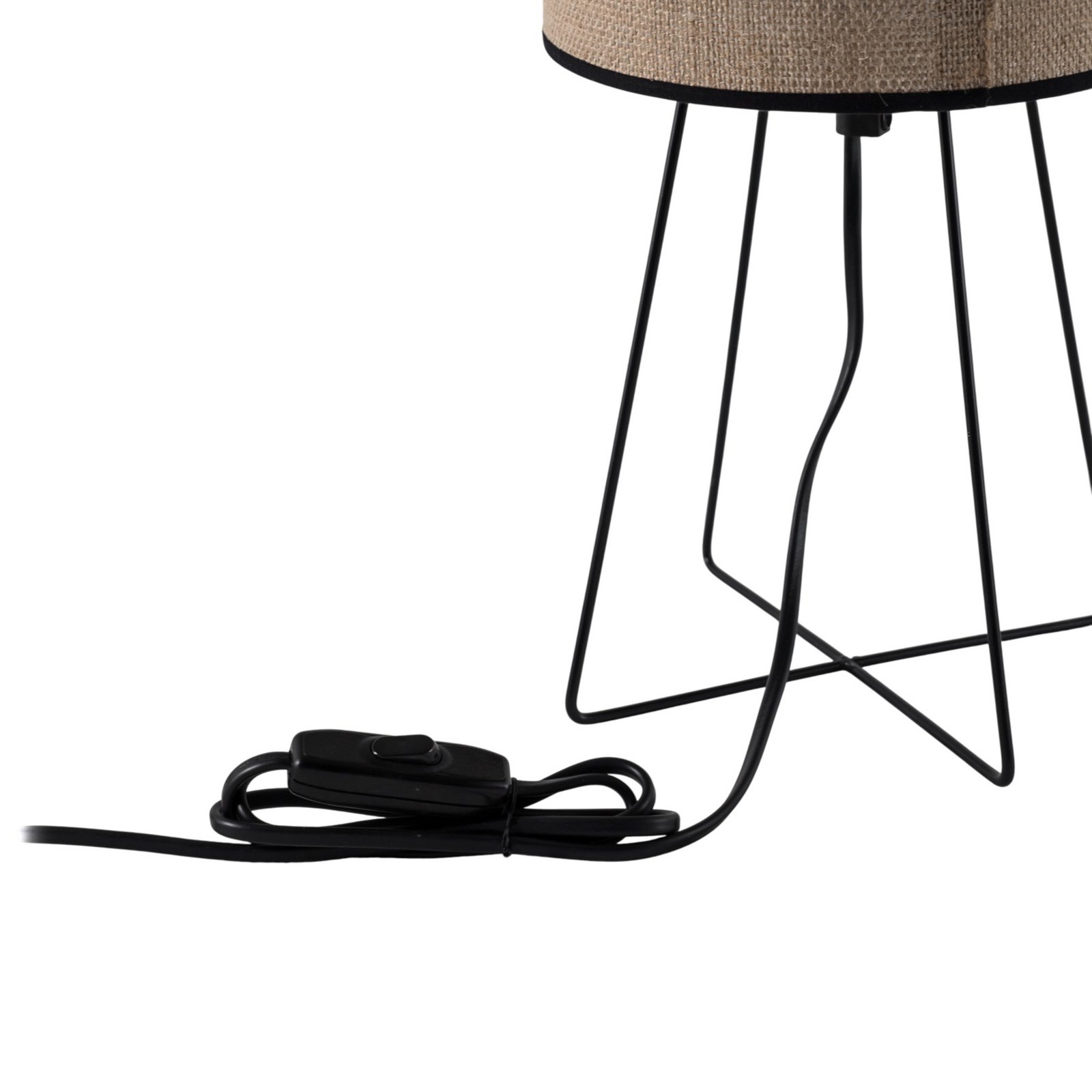 Lampe à poser Trixi avec structure en fil métallique brun/noir, tissu Lampe à poser Trixi avec structure en fil métallique brun/noir, tissu