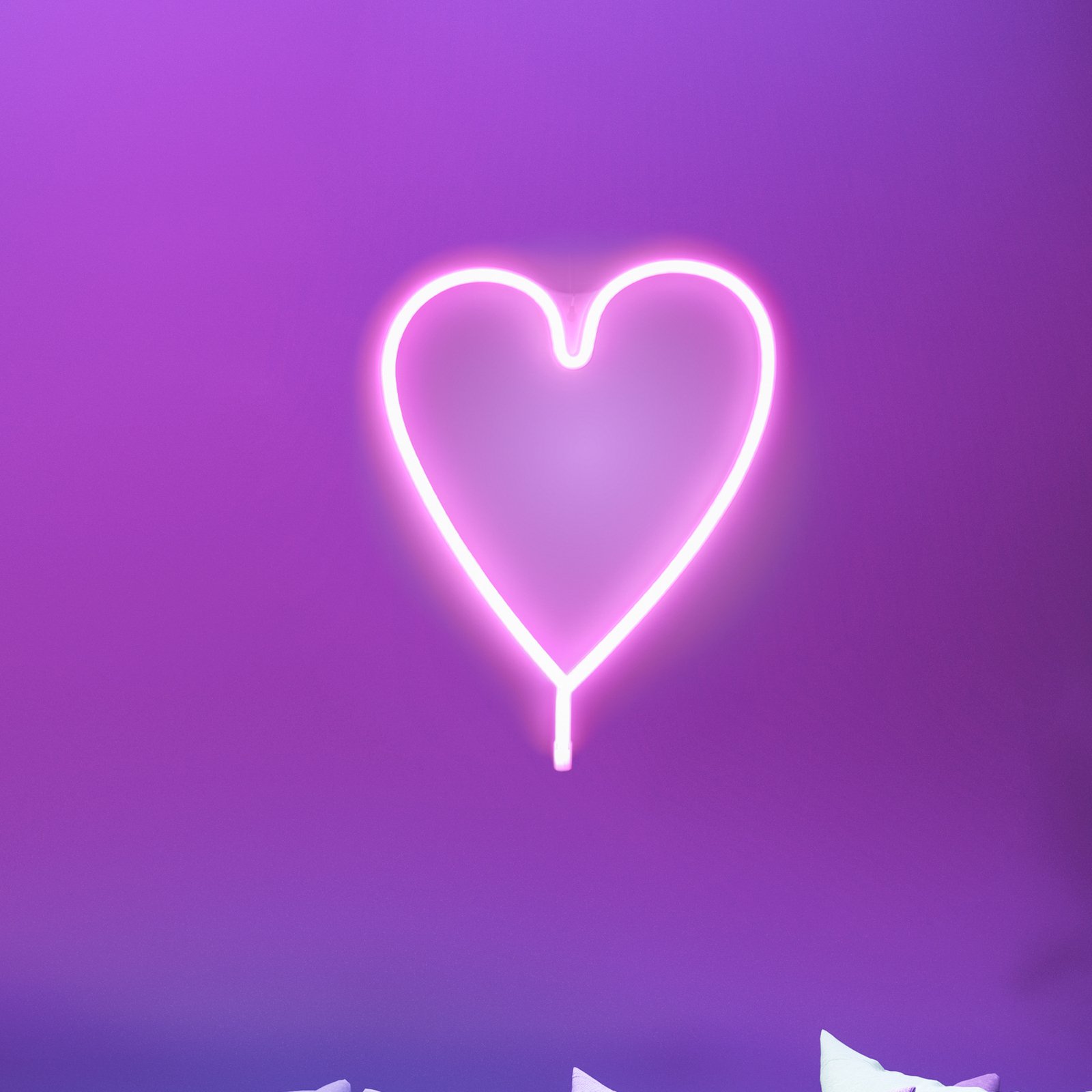 LED-vägglampa Neon Hjärta, USB