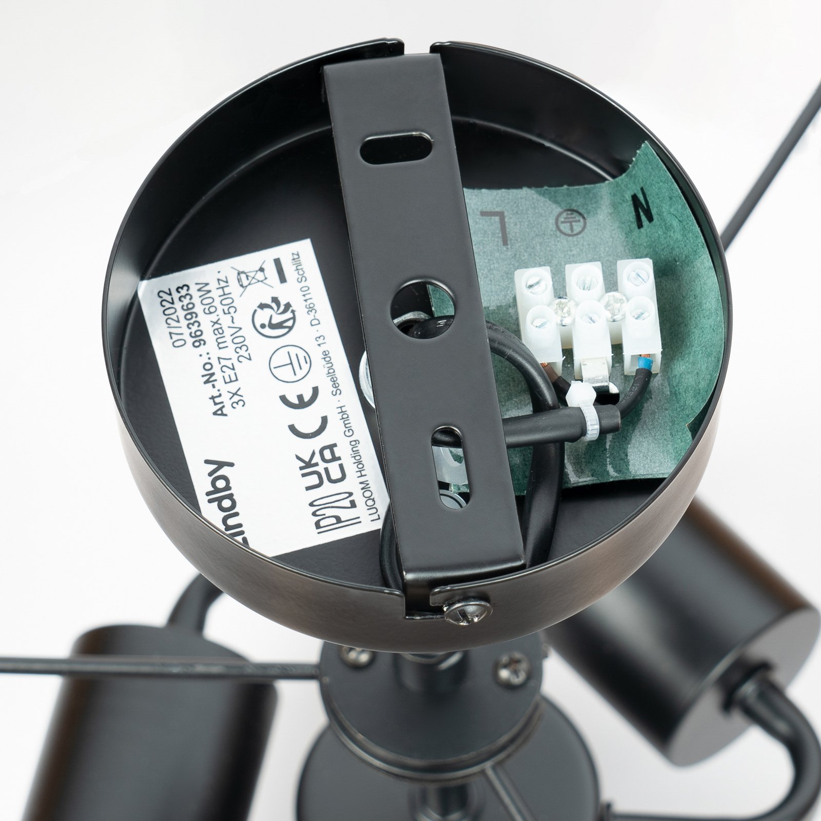 Lindby Deckenlampe Jusari, schwarz, Textil, Ø 56 cm, E27