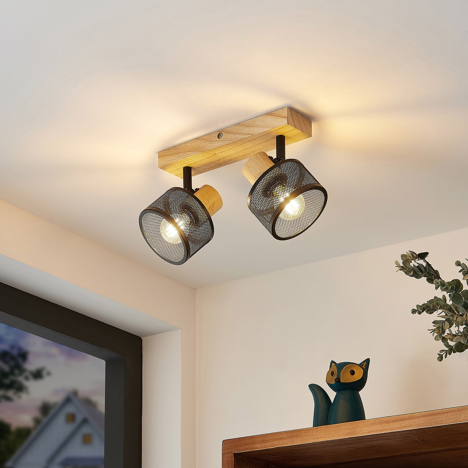 Evinora 2 Deckenleuchte Black/Wood - Lindby