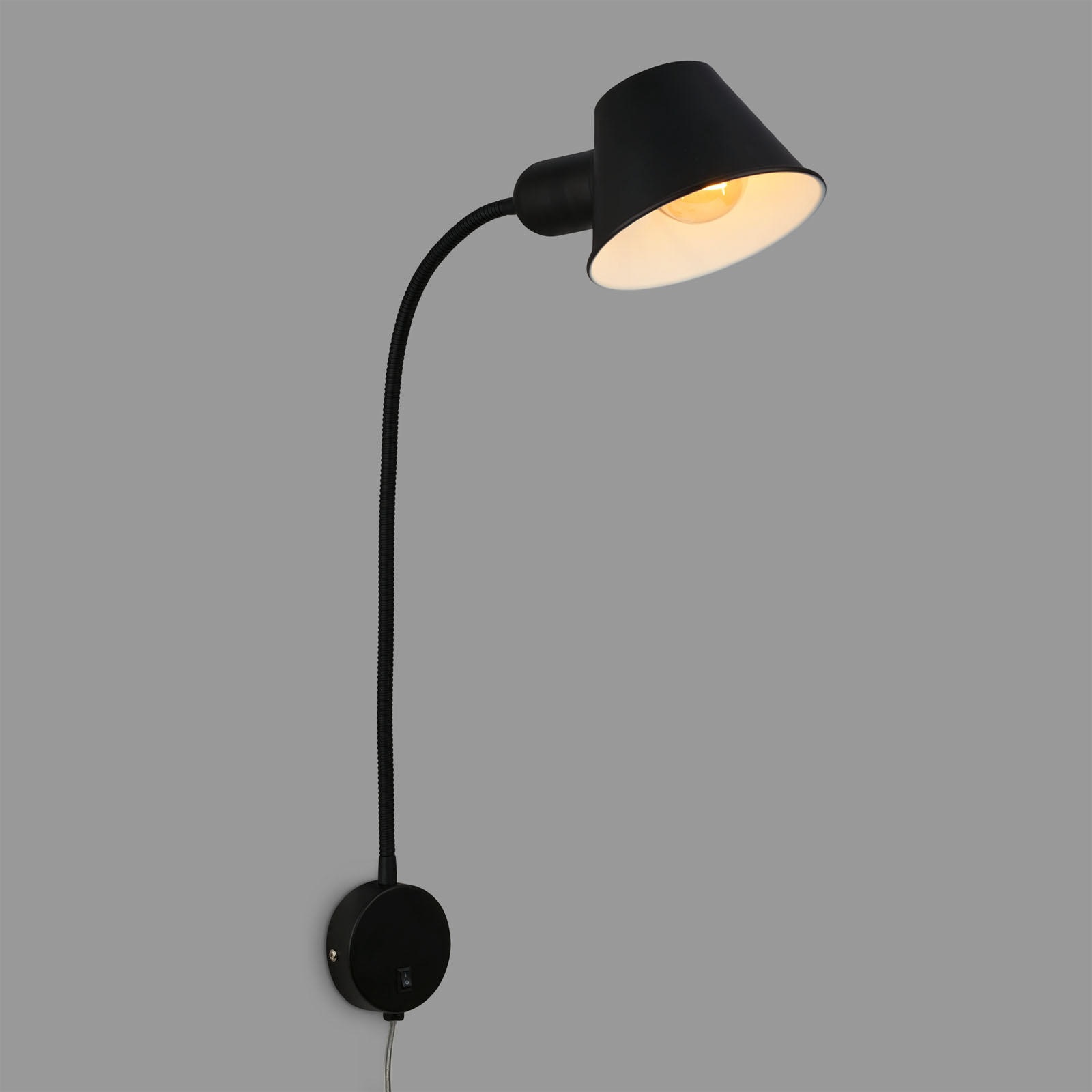 Wandlamp Brello, ronde wandlamp, zwart