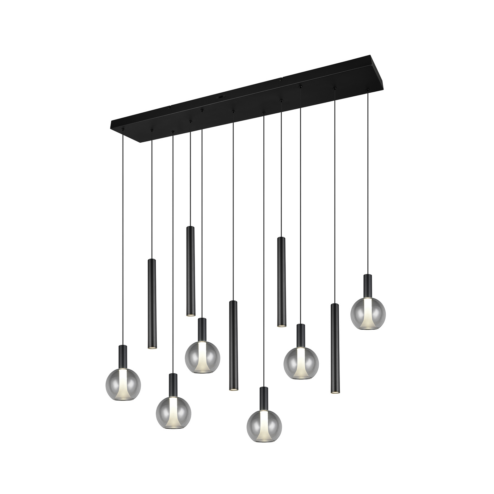 LED piekaramā lampa „Melaro“, garums 120 cm, melna, metāls/stikls, 11 spuldzes LED piekaramā lampa „Melaro“, garums 120 cm, melna, metāls/stikls, 11 spuldzes