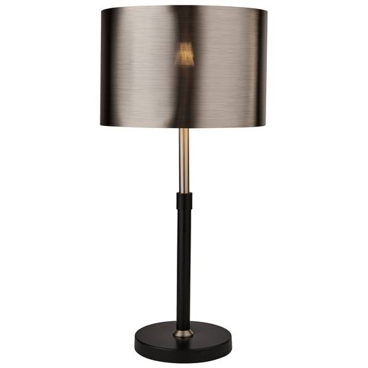 Column table lamp, lampshade black chrome Lights.co.uk