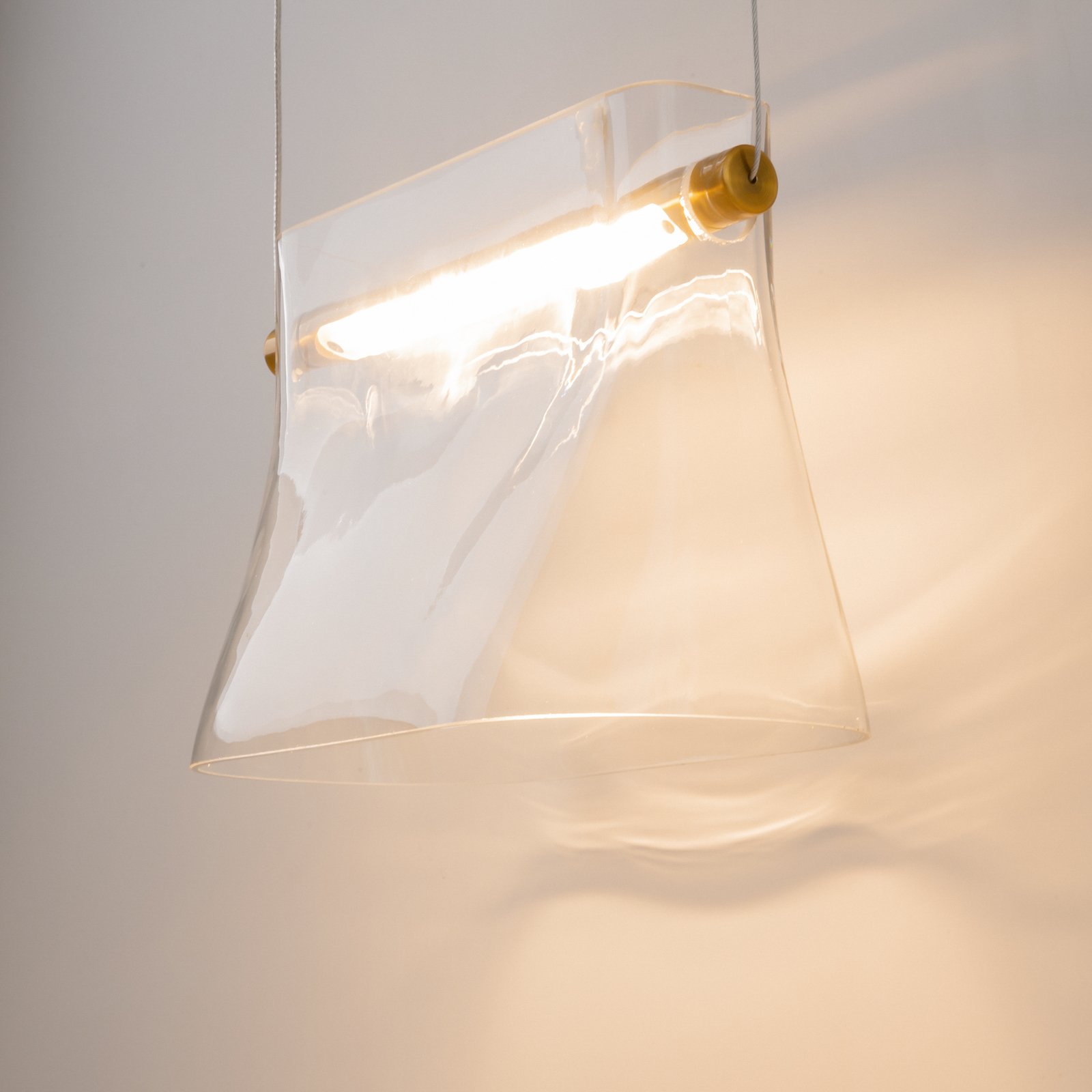 Maytoni LED wall light Cabaret, brass/clear, metal/glass