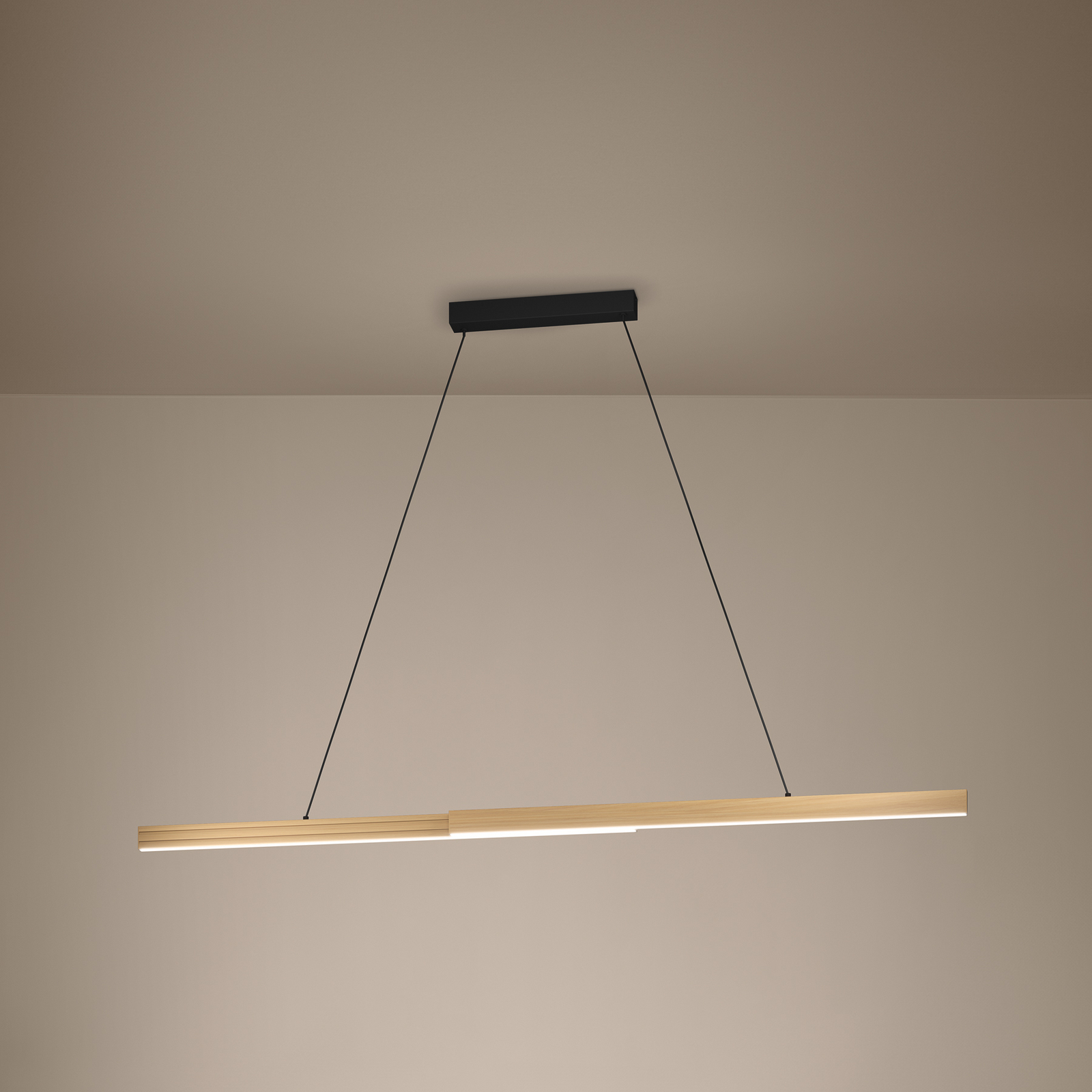 LED viseća svjetiljka Montebuono "Zvijezde svjetla", drvo, 180 cm, prigušiva