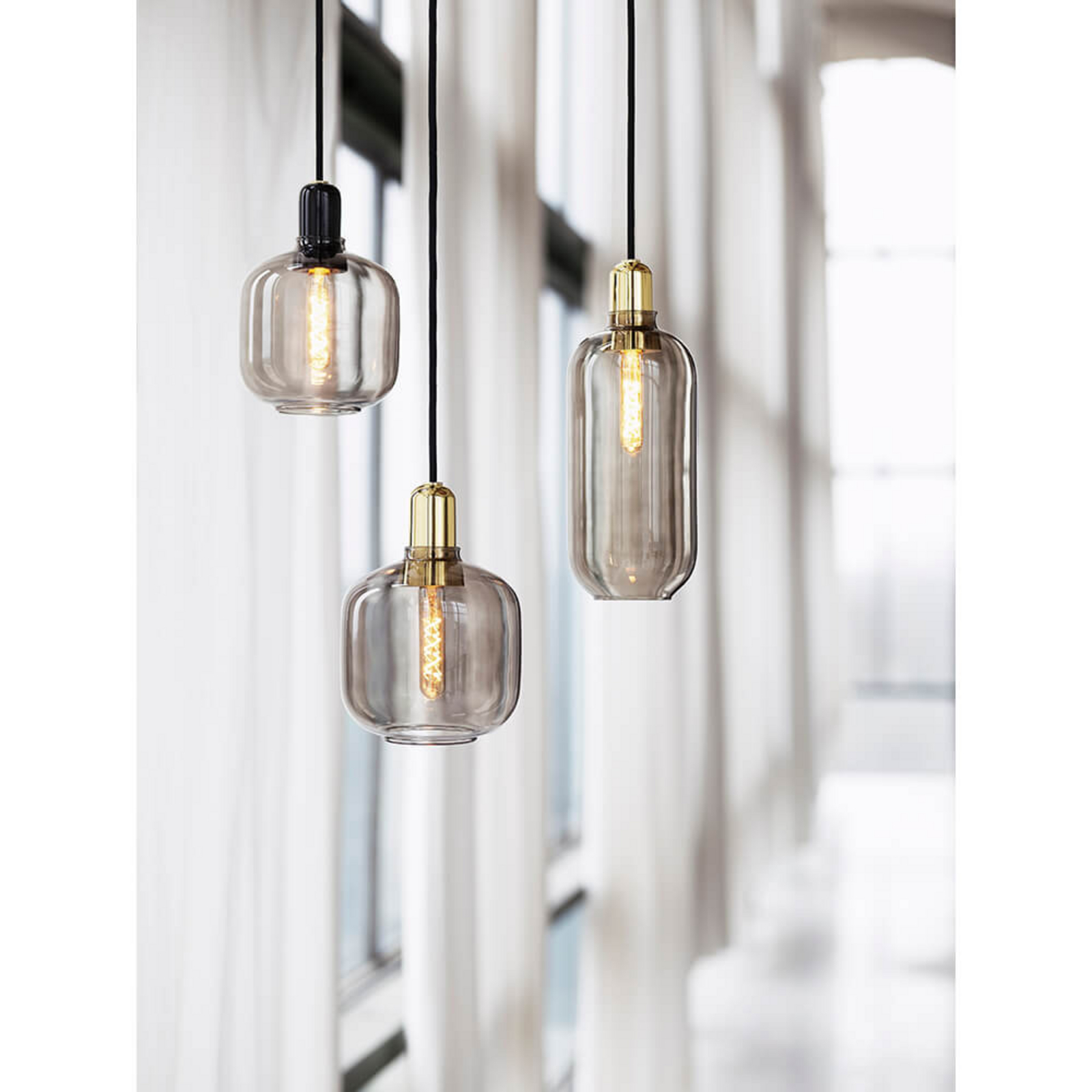 Amp Pendant Large Smoke/Brass - Normann Copenhagen