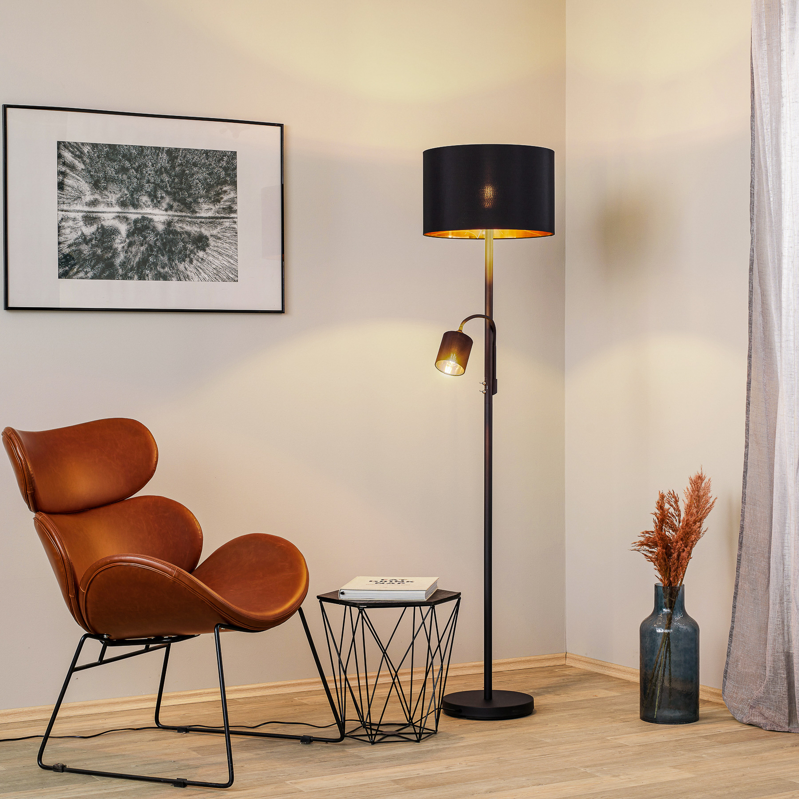 Lindby Olikana floor lamp, two-bulb, 170 cm