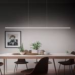 Candeeiro suspenso LED Quitani Margita, comprimento 148 cm, prateado