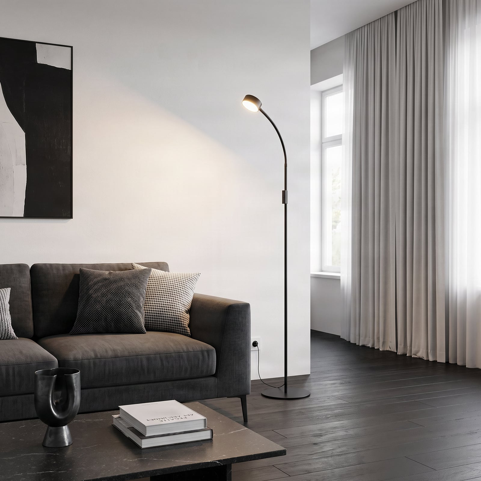Lindby LED-Stehleuchte Maori, 140 cm, μαύρο, CCT, ρυθμιζόμενο Lindby LED-Stehleuchte Maori, 140 cm, μαύρο, CCT, ρυθμιζόμενο