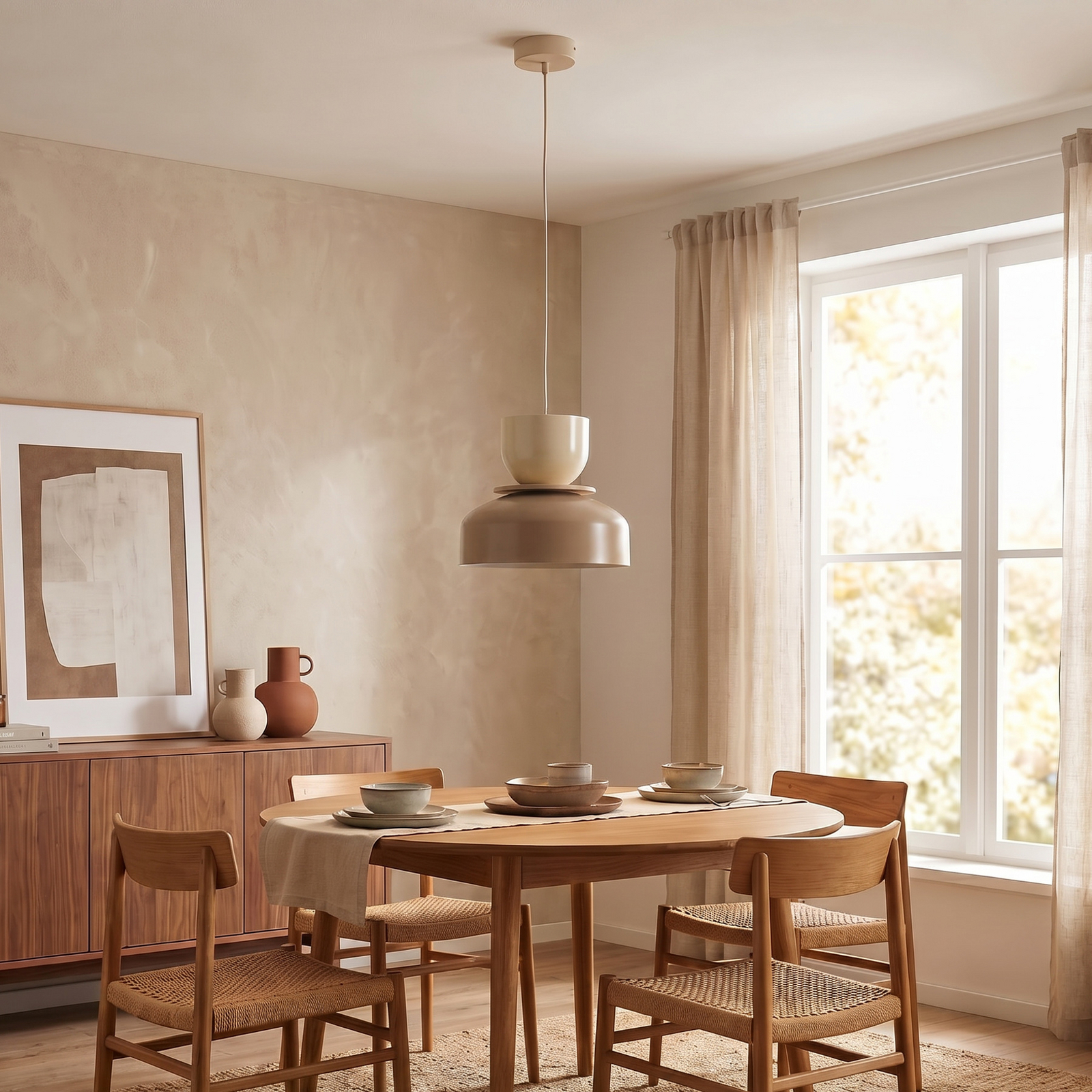 Hängeleuchte Uto, beige/creme, Ø 30 cm, Metall