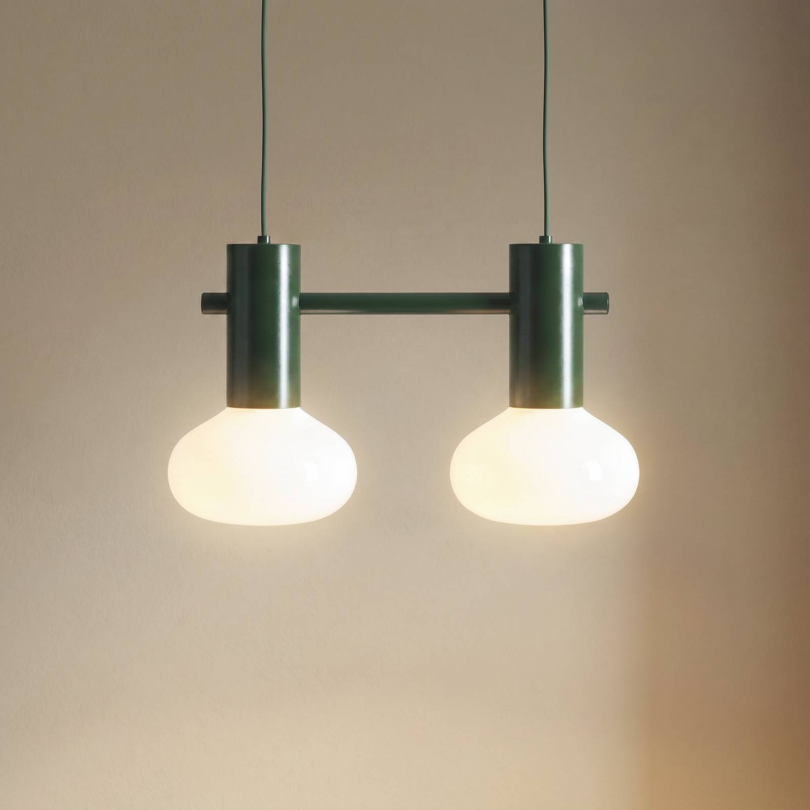 ALDEX Suspension Flo, verte, à 2 lampes, verre