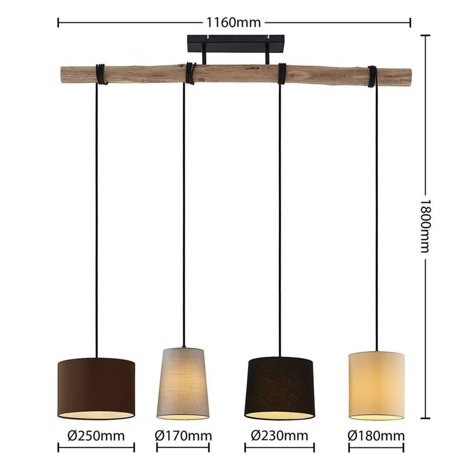 Amilia 4 Candeeiro Suspenso Black/Grey/Beige - Lindby