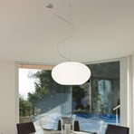 Glass pendant light AIH 38 cm white matte