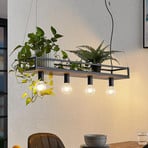 Lindby, candeeiro suspenso Kirista, 4 lâmpadas, preto, madeira, 100 cm