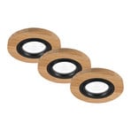 Tobby recessed ceiling light, Ø 10 cm, set of 3, oak GU10