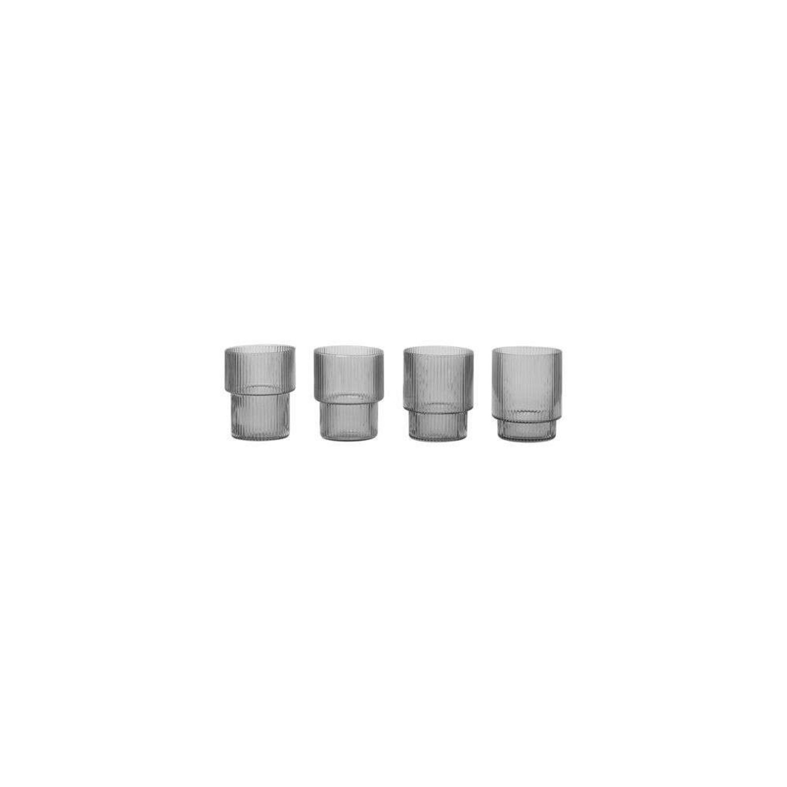 Ripple Small Glasses Set of 4 Smoked Grey - Ferm Living