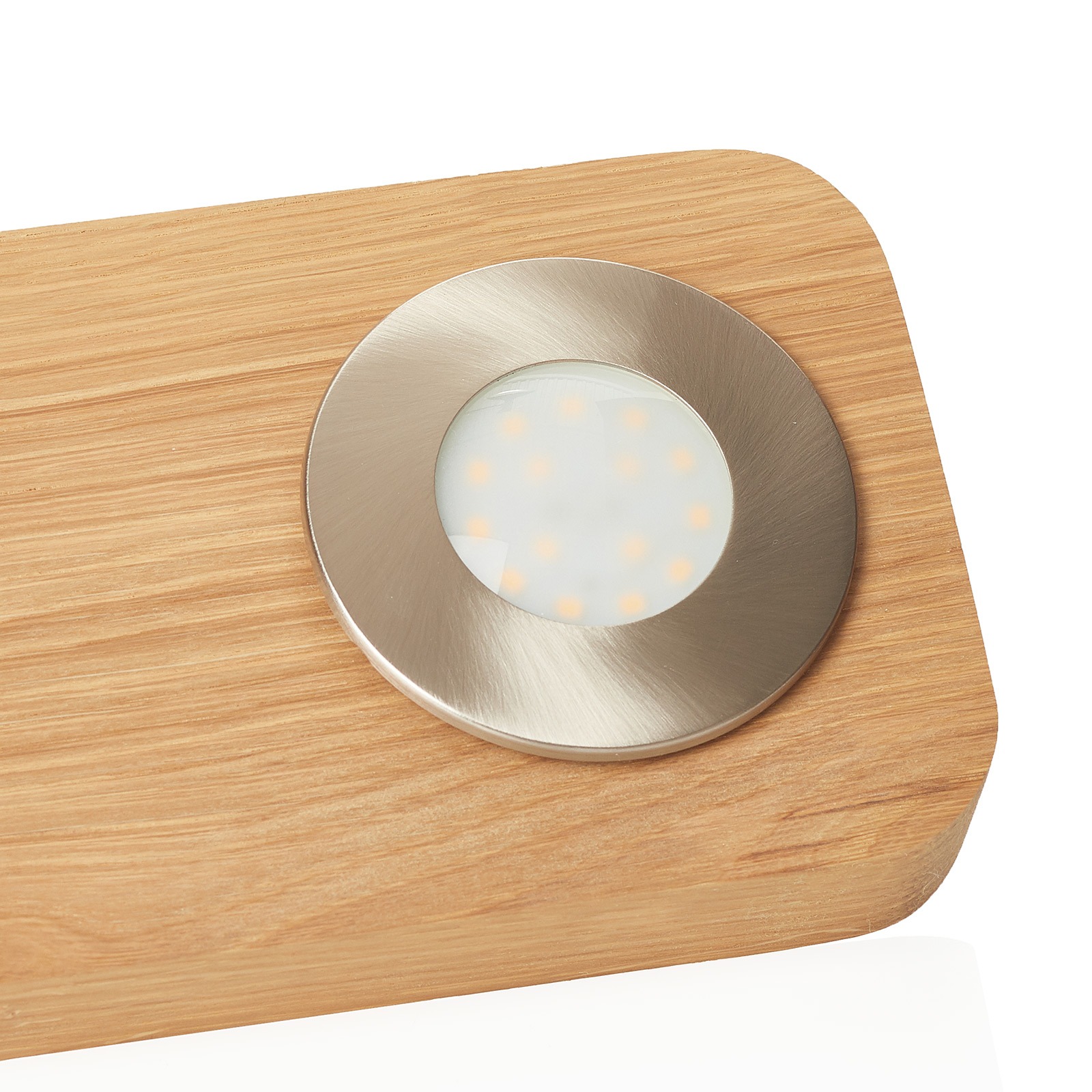 Plafonnier LED Sunniva au design en bois naturel