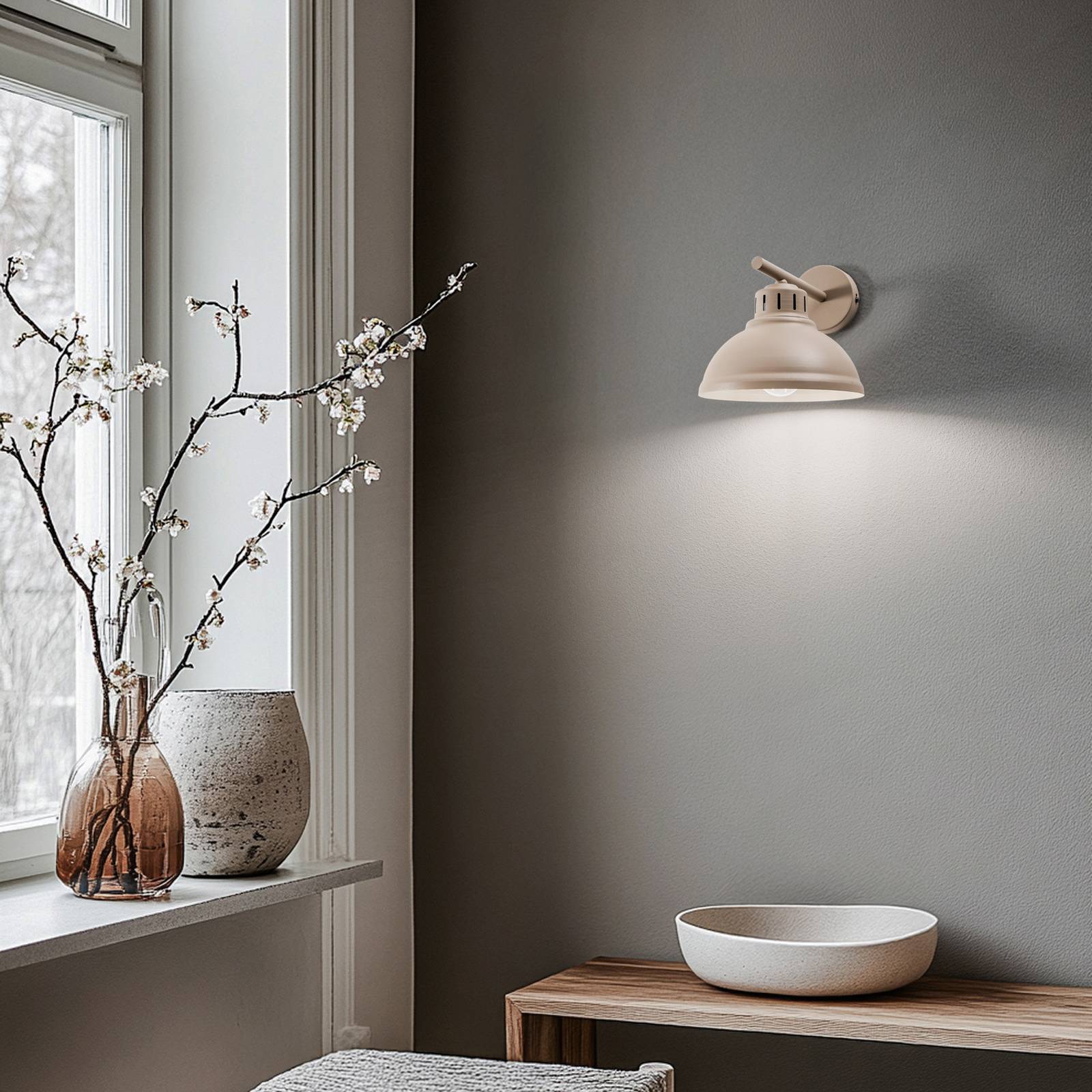 Wandleuchte Sven, 1-flammig, beige, Stahl günstig online kaufen