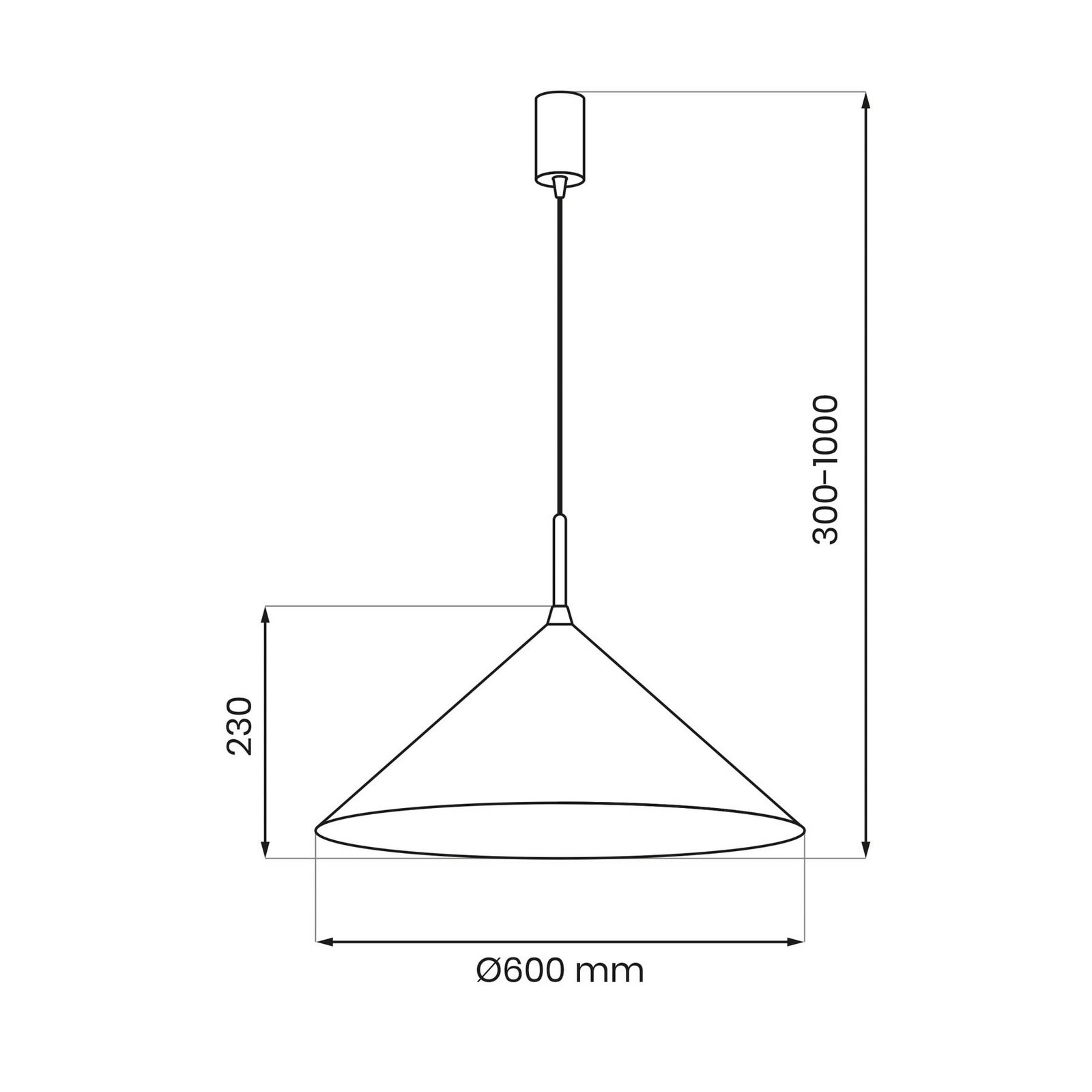 Kapitale hanglamp, zwart, 1-lamp, Ø 60 cm, GX53