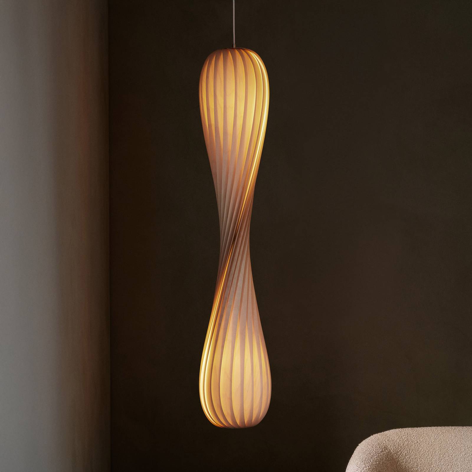 Żyrandol Tom Rossau TR7, drewno brzozowe, wysokość 145 cm, E27