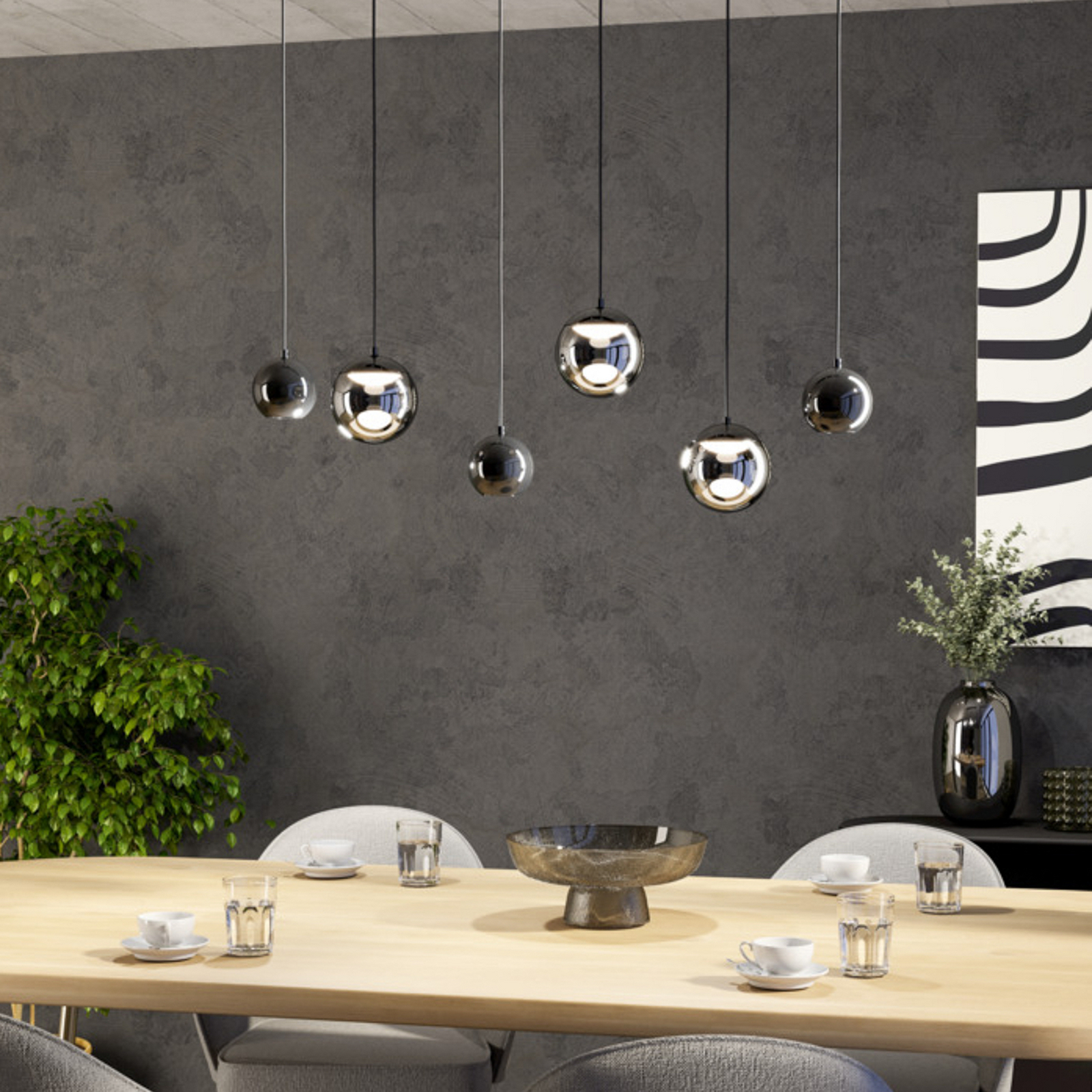 Lampada LED a sospensione Stars of Light ANORIAS, nera, 100 cm, a 6 luci Lampada LED a sospensione Stars of Light ANORIAS, nera, 100 cm, a 6 luci