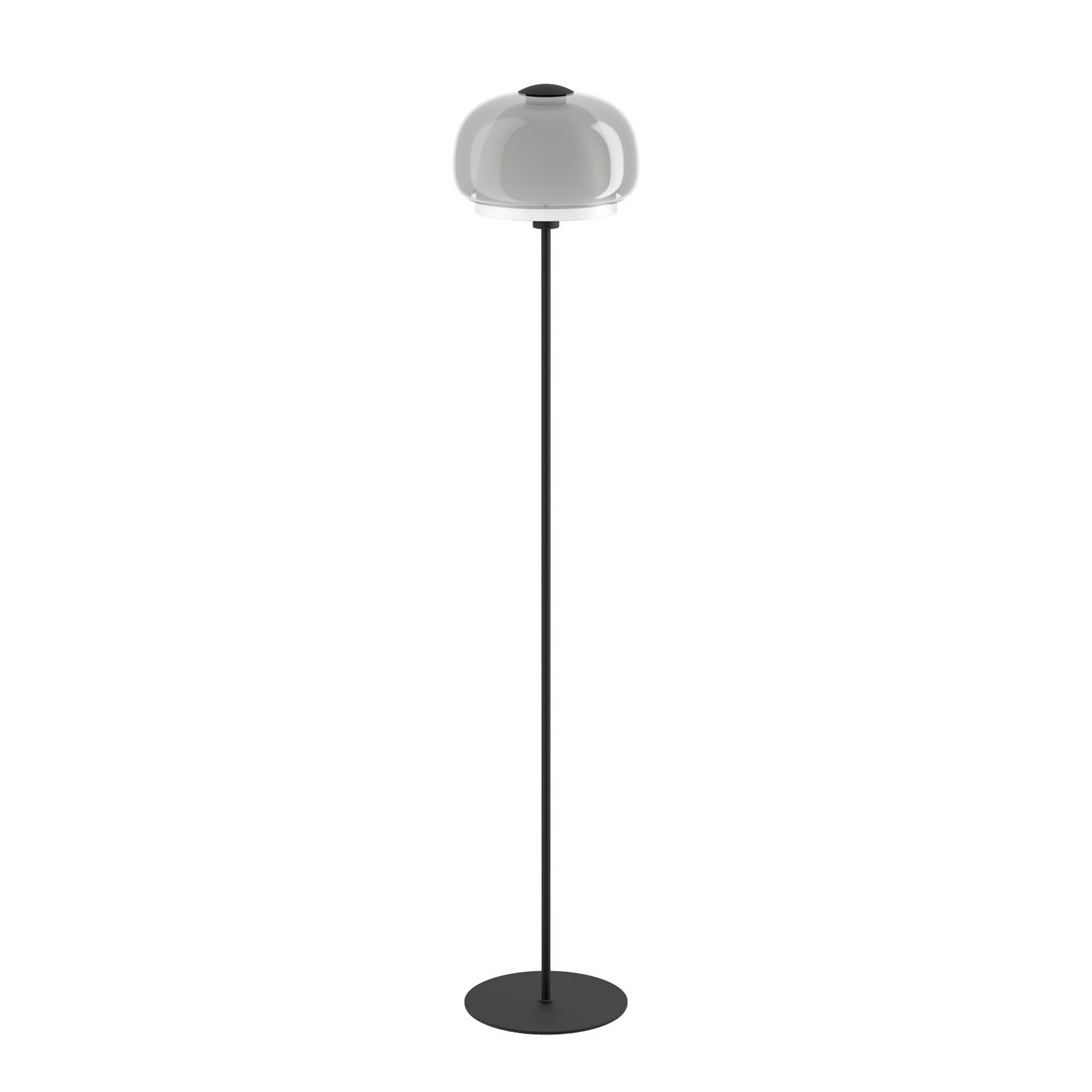 Stehlampe Belomontejo, schwarz-transparent, Glas, Stahl, E27
