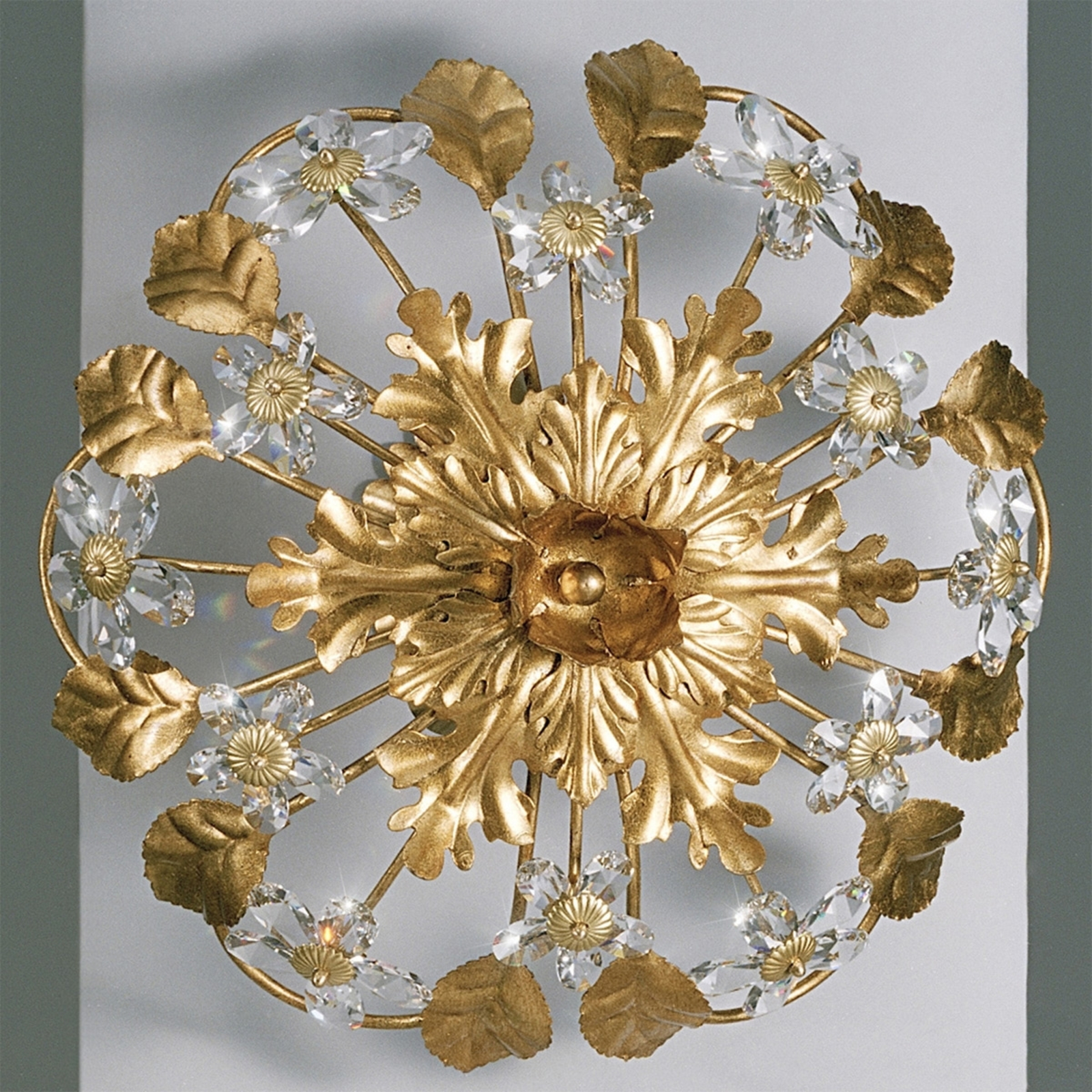 Ferro Luce AREZZO ceiling light with glass flowers, for Living / Dining Room, metal, glass, E14, 40 W, energy efficiency: A++, H: 25 cm
