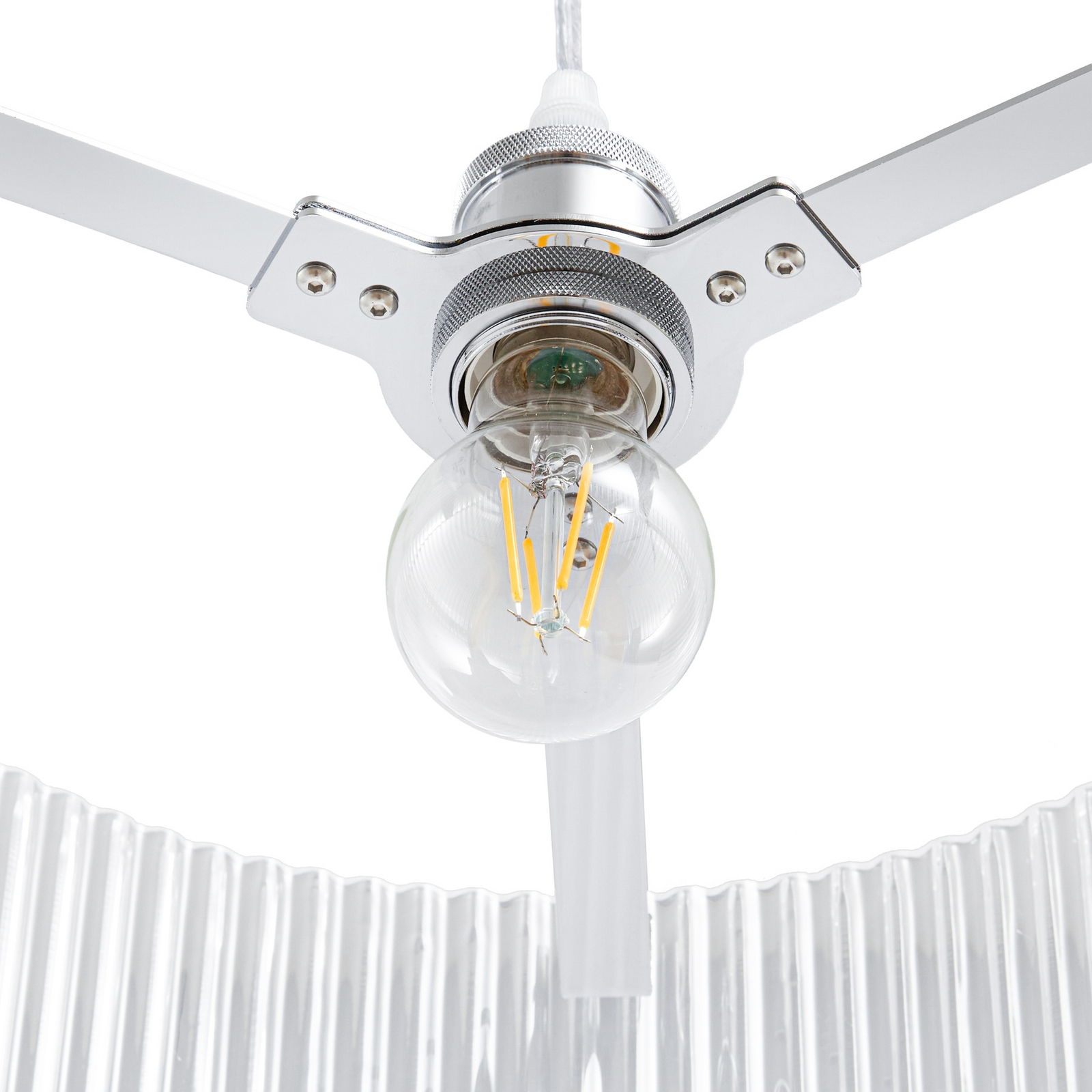Meritt hanglamp, chroom/transparant, Ø 40 cm, glas - Lucande Meritt hanglamp, chroom/transparant, Ø 40 cm, glas - Lucande