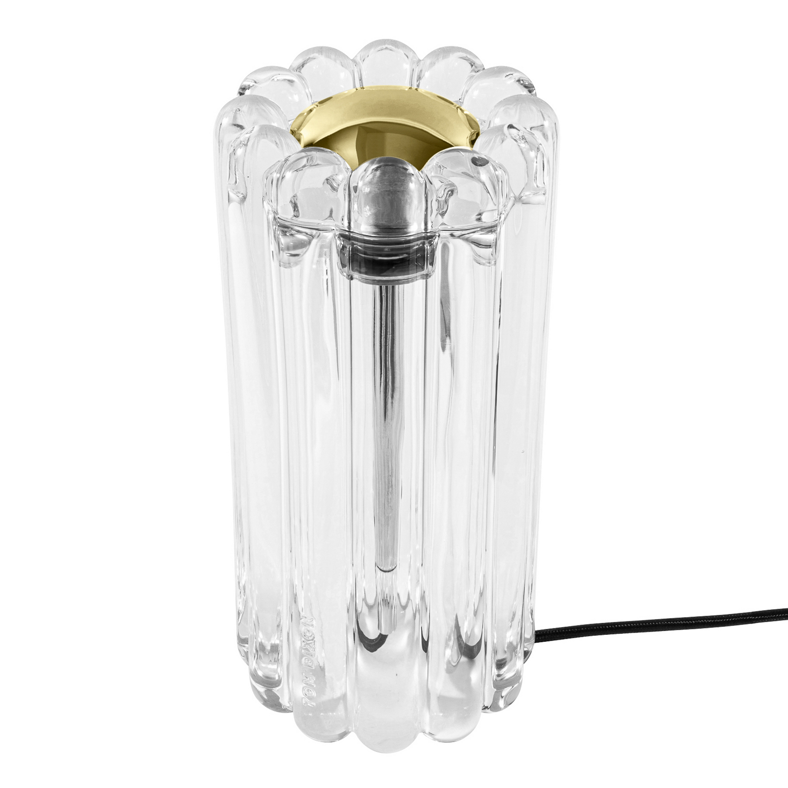Tom Dixon LED-bordslampa Press, klar, glas, 24 cm, 927 dimbar