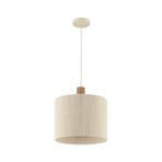 Lampada a sospensione Arlo, beige, tessuto/legno, Ø 35 cm, a 1 luce