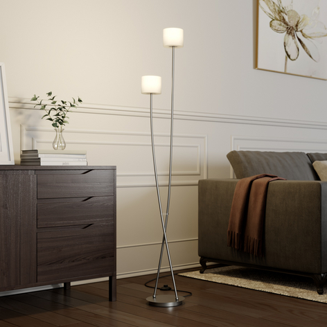 Lucande Juljana Stehlampe, 2-fl., Glasschirme