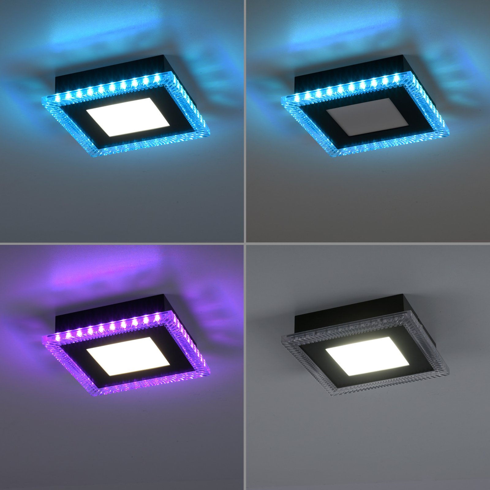LED plafondlamp Acri CCT RGB afstandsbed. 20x20cm
