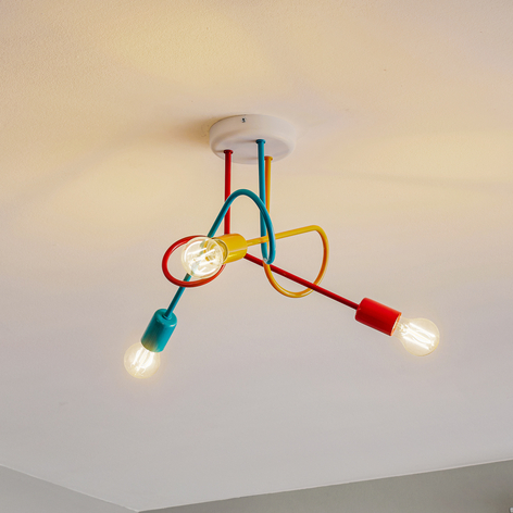 Oxford loftlampe, 3 lyskilder orange/rød/turkis
