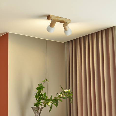 Thorin - houten plafondlamp met twee lampjes