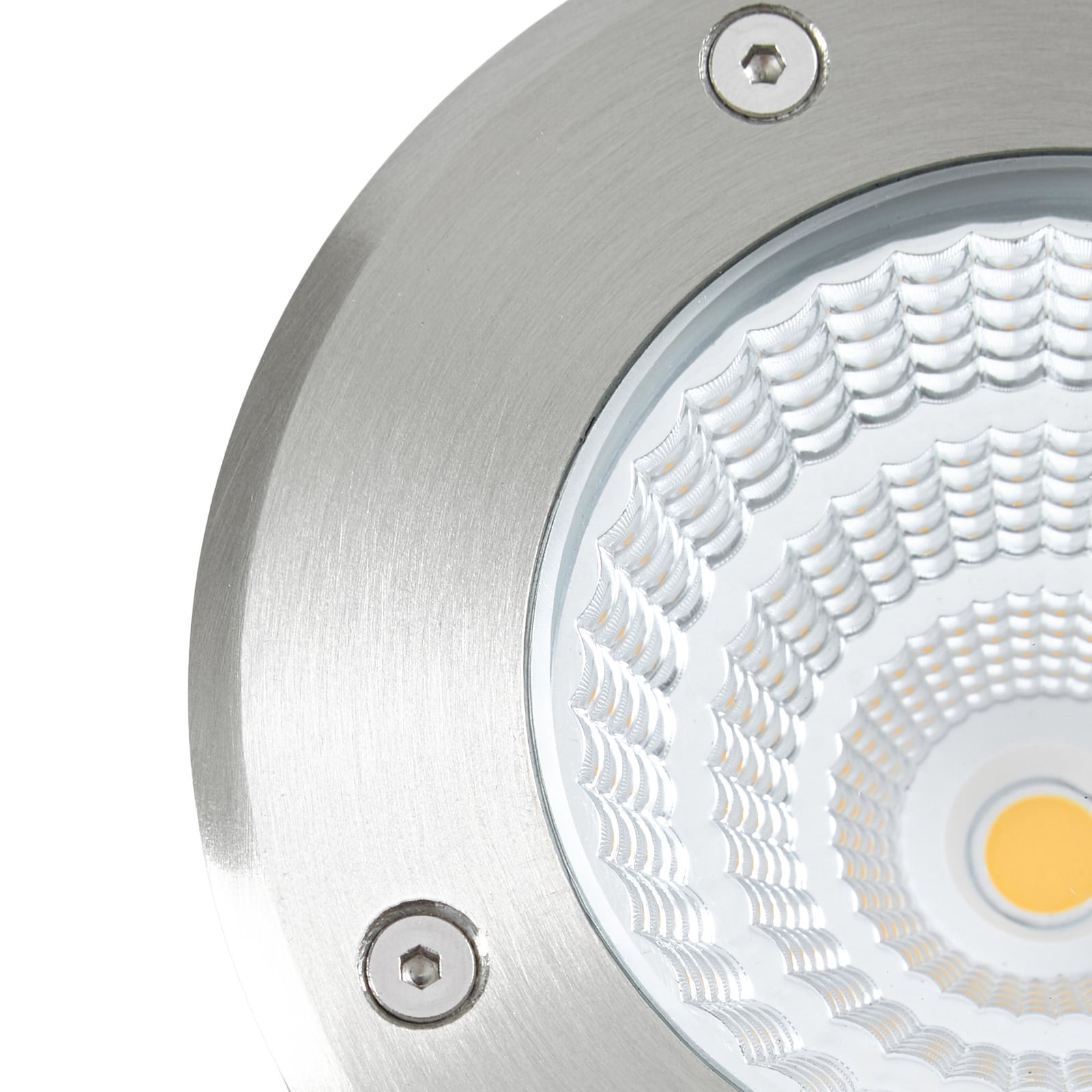 Arcchio LED-lattia-upotusspotti Thentos, Ø 12 cm, 60°, nikkeli, IP67
