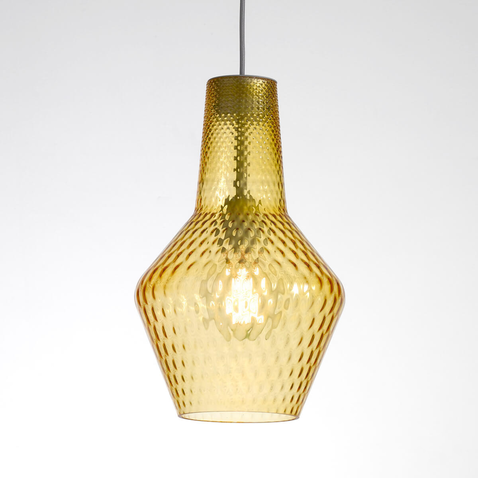 Ailati Amber-coloured - stylish glass hanging light Romeo, for Living / Dining Room, blown glass, E27, 70 W, energy efficiency: A++, H: 40 cm